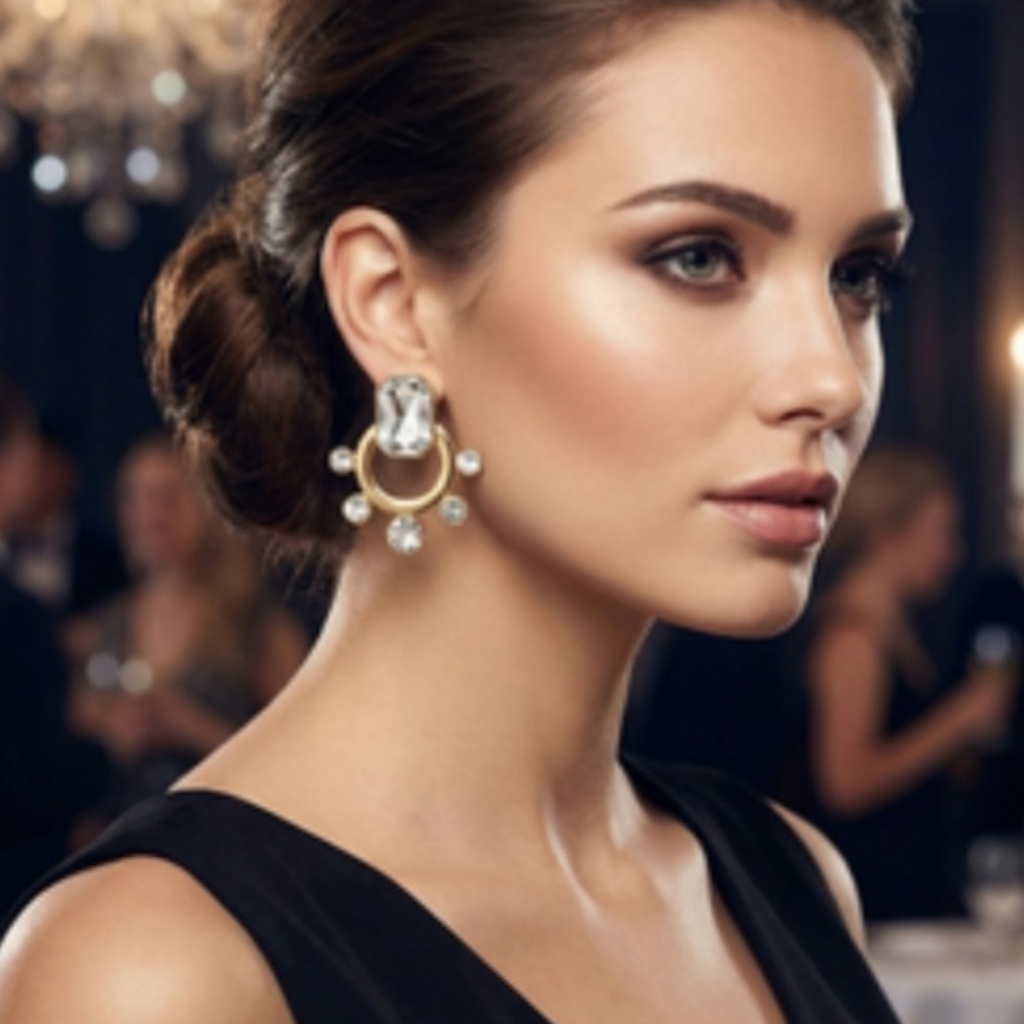 Isaac Mizrahi Gold Rhinestone Earrings New